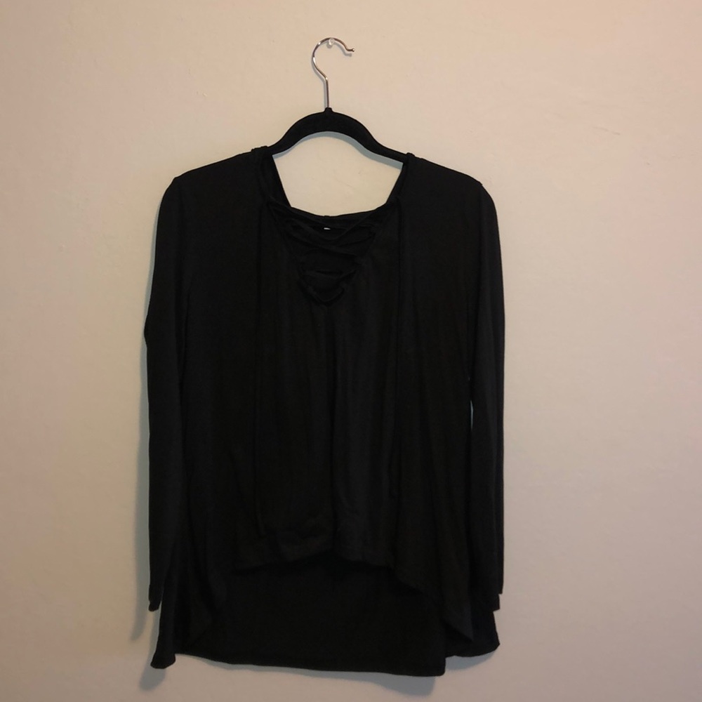 Black high low lightweight hoodie